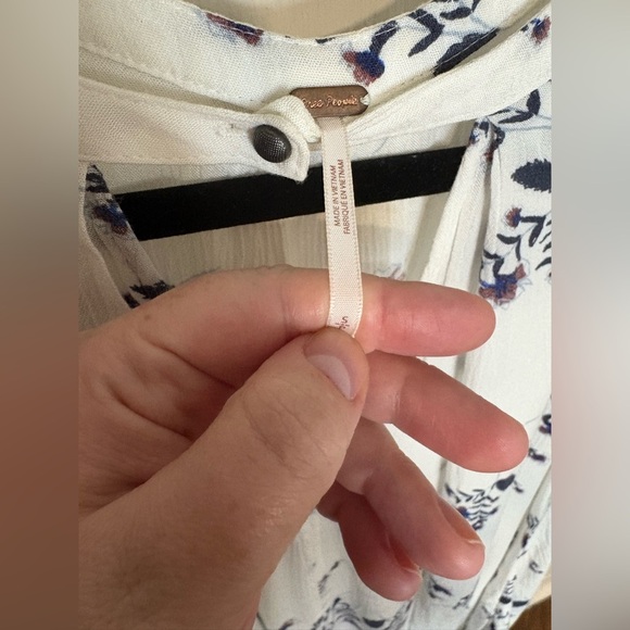 Free People Tree Swing Sleeveless Tunic Dress | White & Blue Floral | Women’s S - Picture 8 of 12